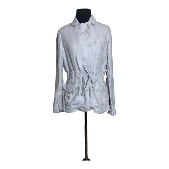 Talbots silver gray linen belted jacket size 4 - Picture 8 of 12